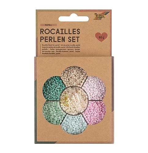 folia 12908 - Rocailles Perlen Set, Pastell, ideal, um eigenen Schmuck zu gestalten und herzustellen von folia