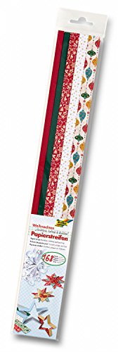 folia 129504 - Papierstreifen "Weihnachten", 168 Streifen zum Flechten, Falten und Quillen von folia