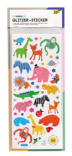 folia 1411 - Glitzer-Sticker Fantasia, ca.10 x 23 cm, 5 Blatt, Motive sortiert - ideal geeignet zum Verzieren von Grußkarten, Bastelarbeiten und Scrapbooking folia 1411 - Glitzer-Sticker Fantasia, ca.10 x 23 cm, 5 Blatt, Motive sortiert - ideal geeignet zum Verzieren von Grußkarten, Bastelarbeiten und Scrapbooking von folia
