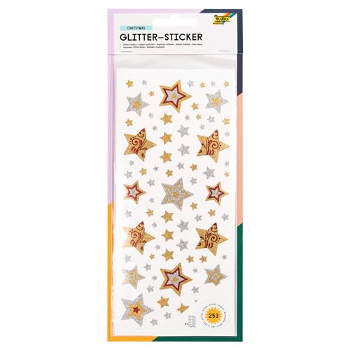folia 1452 - Glitter Sticker Christmas - hochwertige Sticker mit mehrfarbigen Glittermotiven von folia