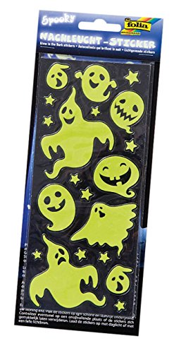 folia 1462 - Nachtleuchtsticker Spooky, ca. 10 x 23 cm, 2 Blatt, Motive sortiert - fluoreszierende Sticker von folia
