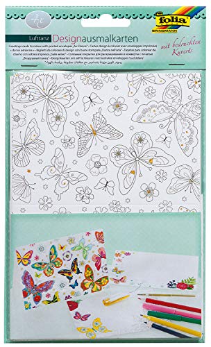 folia 14900 - Designausmalkarten, Karten zum Ausmalen, Lufttanz, 4 Karten mit Kuverts, ideal zum Basteln eigener Einladungskarten zum Geburtstag folia 14900 - Designausmalkarten, Karten zum Ausmalen, Lufttanz, 4 Karten mit Kuverts, ideal zum Basteln eigener Einladungskarten zum Geburtstag von folia