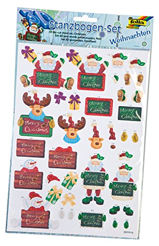 folia 1509 - 3D Stanzbogenset Weihnachten - Set mit weihnachtlichen vorgestanzten 3D Motiven folia 1509 - 3D Stanzbogenset Weihnachten - Set mit weihnachtlichen vorgestanzten 3D Motiven von folia