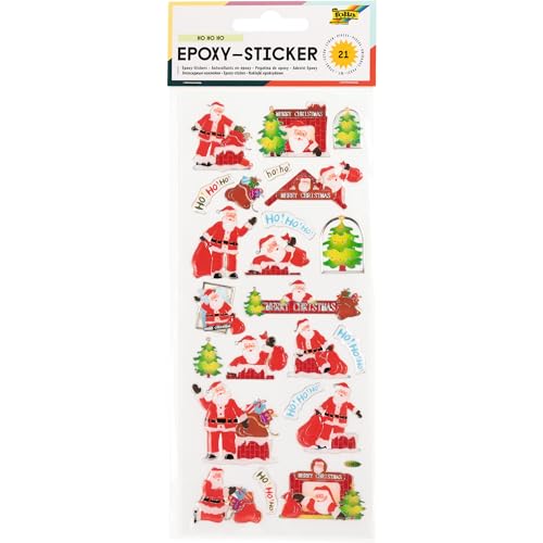 folia 16203 - Epoxy - Sticker mit Weihnachtsmotiven III, dreidimensionale Sticker, ideal geeignet zum Verzieren von Grußkarten, Bastelarbeiten und Scrapbooking von folia