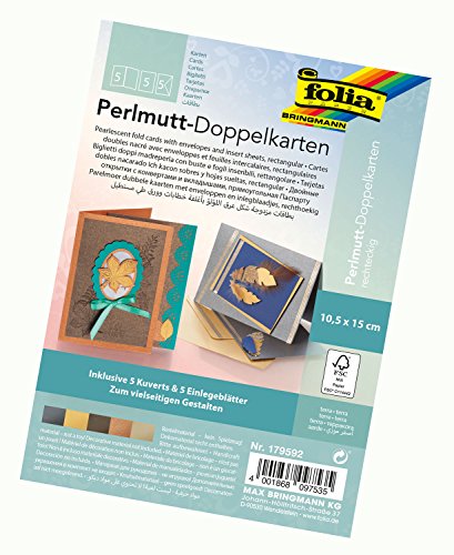 folia 179592 - Perlmutt Doppelkarten, ca. 10,5 x 15 cm, 250 g/qm, 5er Set, terra - ideal für Einladungen, Glückwunsch- oder Grußkarten folia 179592 - Perlmutt Doppelkarten, ca. 10,5 x 15 cm, 250 g/qm, 5er Set, terra - ideal für Einladungen, Glückwunsch- oder Grußkarten von folia