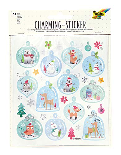 folia 18214 - Charming Sticker, Christmas I, 73 Sticker, in verschiedenen Motiven, einfach von der Folie abzuziehen von folia