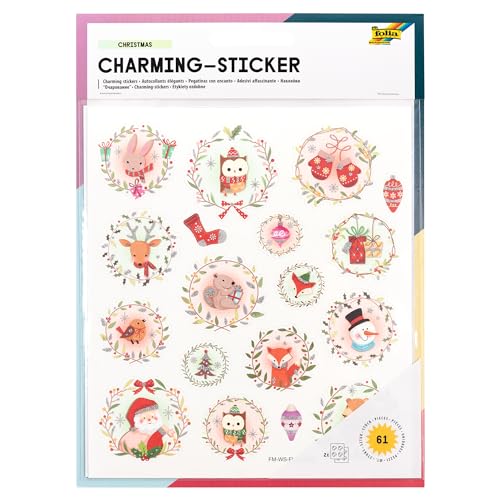 folia 18216 - Charming Sticker, Christmas III, 61 Sticker, in verschiedenen Motiven, einfach von der Folie abzuziehen von folia