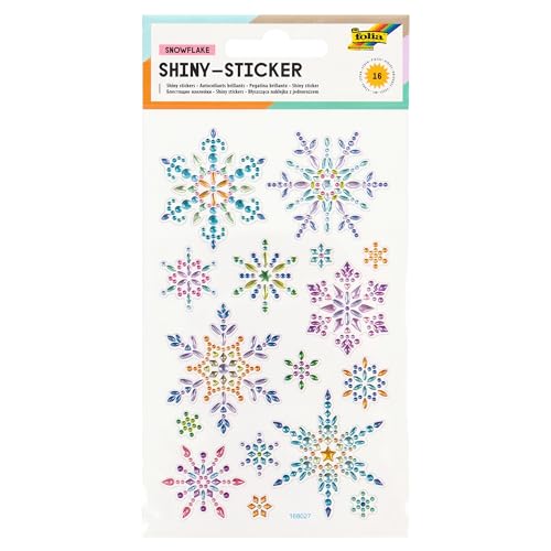 folia 18306 - Shiny Sticker, Snowflake, 16 Sticker, aus bunten Strasssteinen, in verschiedenen Motiven, einfach von der Folie abzuziehen von folia
