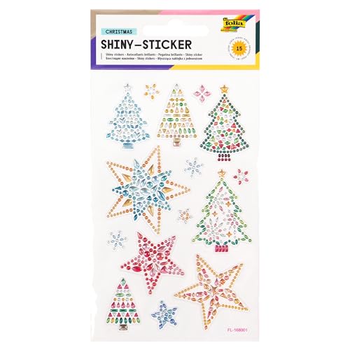 folia 18308 - Shiny Sticker, Christmas, 15 Sticker, aus bunten Strasssteinen, in verschiedenen Motiven, einfach von der Folie abzuziehen folia 18308 - Shiny Sticker, Christmas, 15 Sticker, aus bunten Strasssteinen, in verschiedenen Motiven, einfach von der Folie abzuziehen von folia