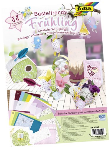 folia 1930 - Basteltrends "Frühling" 88 Teile - Kreativset für Kinder und Erwachsene mit verschiedenen Trendmaterialien von folia