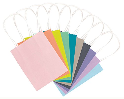 folia 21219/10 - Papiertüten aus Kraftpapier, Geschenktüten, 10 Stück, ca. 12 x 5,5 x 15 cm, farbig sortiert - zum Basteln, Verzieren und Verschenken von folia