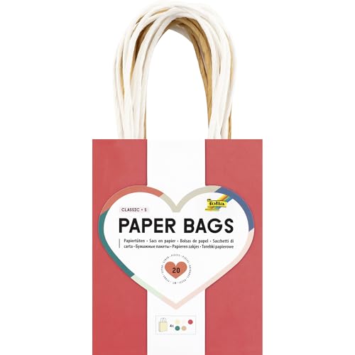 folia 21259 - Paper Bags Classic S, 20 Papiertüten aus 110-125 g/m² Kraftpapier in 5 Farben, ca. 12 x 15 x 5,5 cm, zum Basteln, Verzieren und Verschenken folia 21259 - Paper Bags Classic S, 20 Papiertüten aus 110-125 g/m² Kraftpapier in 5 Farben, ca. 12 x 15 x 5,5 cm, zum Basteln, Verzieren und Verschenken von folia