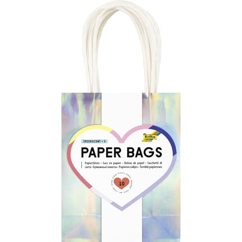 folia 21279/10 - Paper Bags Iridescent S, 10 Papiertüten aus 110 g/m² Kraftpapier in irisierend-schillernd, ca. 12 x 15 x 5,5 cm, zum Basteln, Verzieren und Verschenken folia 21279/10 - Paper Bags Iridescent S, 10 Papiertüten aus 110 g/m² Kraftpapier in irisierend-schillernd, ca. 12 x 15 x 5,5 cm, zum Basteln, Verzieren und Verschenken von folia