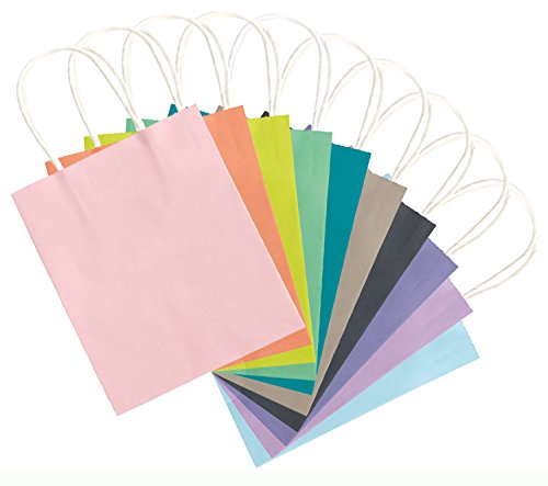 folia 21819/7 - Papiertüten aus Kraftpapier, Geschenktüten, 7 Stück, ca. 18 x 8 x 21 cm, farbig sortiert - zum Basteln, Verzieren und Verschenken von folia