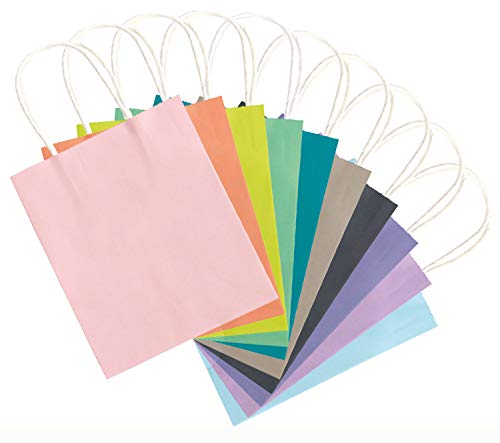 folia 21819 - Papiertüten aus Kraftpapier, Geschenktüten, 20 Stück, ca. 18 x 8 x 21 cm, farbig sortiert in trendigen Farben - zum Basteln, Verzieren und Verschenken von folia