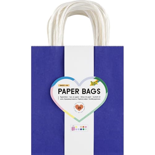 folia 21839 - Paper Bags Basic M, 20 Papiertüten aus 110 g/m² Kraftpapier in 7 Farben, ca. 18 x 21 x 8 cm, zum Basteln, Verzieren und Verschenken folia 21839 - Paper Bags Basic M, 20 Papiertüten aus 110 g/m² Kraftpapier in 7 Farben, ca. 18 x 21 x 8 cm, zum Basteln, Verzieren und Verschenken von folia