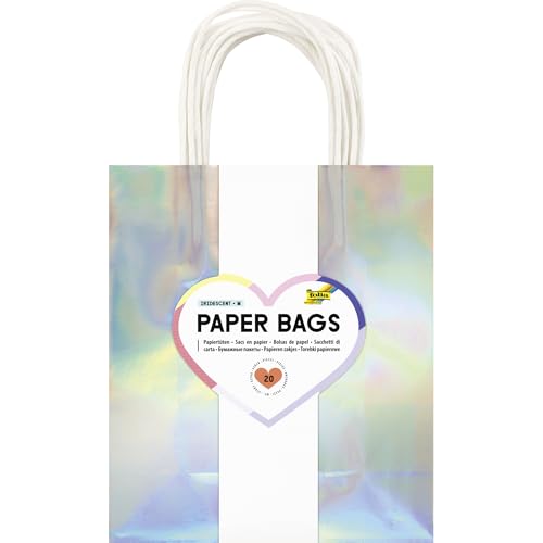 folia 21879 - Paper Bags Iridescent M, 20 Papiertüten aus 110 g/m² Kraftpapier in irisierend-schillernd, ca. 18 x 21 x 8 cm, zum Basteln, Verzieren und Verschenken folia 21879 - Paper Bags Iridescent M, 20 Papiertüten aus 110 g/m² Kraftpapier in irisierend-schillernd, ca. 18 x 21 x 8 cm, zum Basteln, Verzieren und Verschenken von folia
