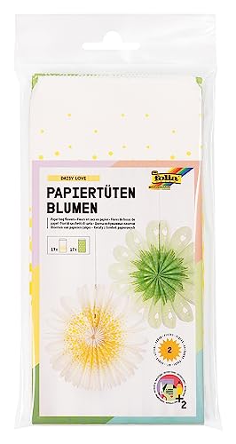 folia 21912 - Papiertütenblumen DAISY LOVE, Bastelset für 2 Papierblüten, je 17 Tüten in Weiß und Mint, inkl. Kordel folia 21912 - Papiertütenblumen DAISY LOVE, Bastelset für 2 Papierblüten, je 17 Tüten in Weiß und Mint, inkl. Kordel von folia