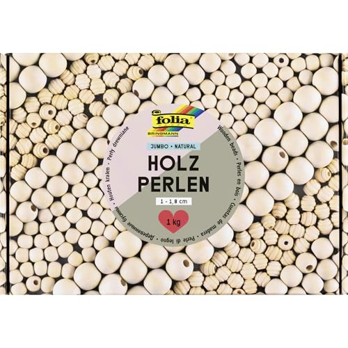 folia 22991 - Holzperlen JUMBO NATURAL, 1kg Bastelperlen aus Holz in Naturoptik, ca. 2200 Holzkugeln mit Ø 1 - 1,8 cm folia 22991 - Holzperlen JUMBO NATURAL, 1kg Bastelperlen aus Holz in Naturoptik, ca. 2200 Holzkugeln mit Ø 1 - 1,8 cm von folia