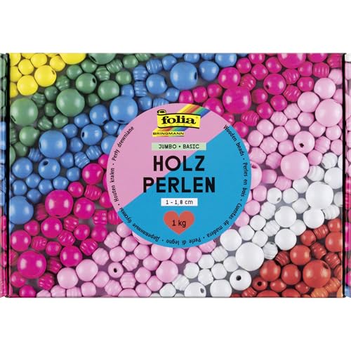 folia 22992 - Holzperlen JUMBO BASIC, 1kg Bastelperlen aus Holz in 7 Farben, ca. 2000 Holzkugeln mit Ø 1 - 1,8 cm folia 22992 - Holzperlen JUMBO BASIC, 1kg Bastelperlen aus Holz in 7 Farben, ca. 2000 Holzkugeln mit Ø 1 - 1,8 cm von folia