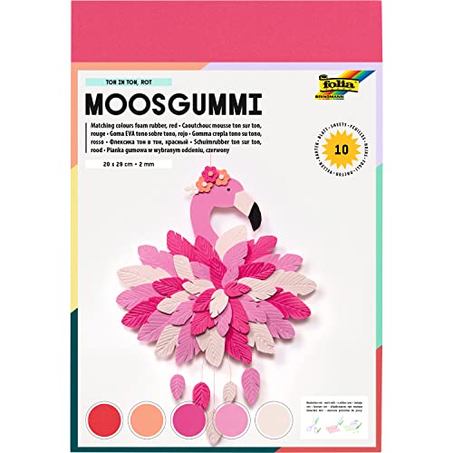 folia 231092 - Moosgummi Ton-In-Ton Rot Sortierung, 2 mm, ca. 20 x 29 cm, 10 Bögen - ideal für vielseitige Bastelarbeiten folia 231092 - Moosgummi Ton-In-Ton Rot Sortierung, 2 mm, ca. 20 x 29 cm, 10 Bögen - ideal für vielseitige Bastelarbeiten von folia