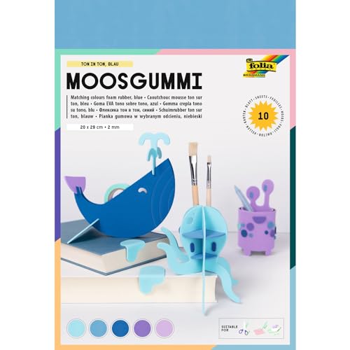 folia 231093 - Moosgummi Ton-In-Ton Blau Sortierung, 2 mm, ca. 20 x 29 cm, 10 Bögen - ideal für vielseitige Bastelarbeiten folia 231093 - Moosgummi Ton-In-Ton Blau Sortierung, 2 mm, ca. 20 x 29 cm, 10 Bögen - ideal für vielseitige Bastelarbeiten von folia