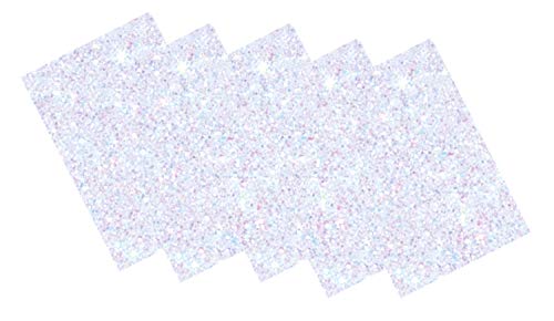 folia 231900 - Glitter-Moosgummi II einseitig selbstklebend, 5 Blatt in weiß, je 20 x 29 cm groß, ca. 2 mm stark, zum Verzieren, Basteln und Erstellen von Stickern von folia