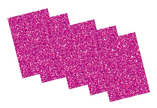 folia 231923 - Glitter-Moosgummi II einseitig selbstklebend, 5 Blatt in pink, je 20 x 29 cm groß, ca. 2 mm stark, zum Verzieren, Basteln und Erstellen von Stickern von folia