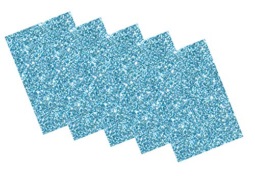 folia 231930 - Glitter-Moosgummi II einseitig selbstklebend, 5 Blatt in himmelblau, je 20 x 29 cm groß, ca. 2 mm stark, zum Verzieren, Basteln und Erstellen von Stickern von folia