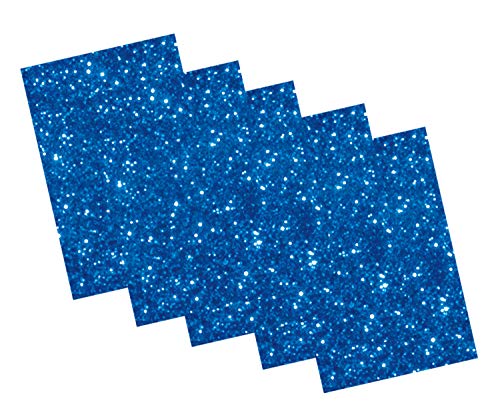 folia 231935 - Glitter-Moosgummi II einseitig selbstklebend, 5 Blatt in königsblau, je 20 x 29 cm groß, ca. 2 mm stark, zum Verzieren, Basteln und Erstellen von Stickern von folia