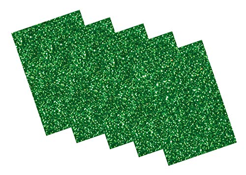 folia 231958 - Glitter-Moosgummi II einseitig selbstklebend, 5 Blatt in tannengrün, je 20 x 29 cm groß, ca. 2 mm stark, zum Verzieren, Basteln und Erstellen von Stickern von folia