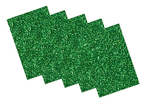 folia 231958 - Glitter-Moosgummi II einseitig selbstklebend, 5 Blatt in tannengrün, je 20 x 29 cm groß, ca. 2 mm stark, zum Verzieren, Basteln und Erstellen von Stickern von folia