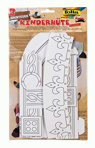 folia 23308 - Kinderhüte Abenteuer, aus Pappe, 3 Stück in verschiedenen Formen, weiß, zum selbst Bemalen und Gestalten, für Kinder, Jungen und Mädchen, ideal für Kindergeburtstage und Partys folia 23308 - Kinderhüte Abenteuer, aus Pappe, 3 Stück in verschiedenen Formen, weiß, zum selbst Bemalen und Gestalten, für Kinder, Jungen und Mädchen, ideal für Kindergeburtstage und Partys von folia