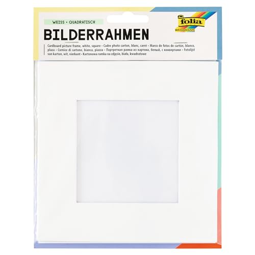 folia 2334 - Bilderrahmen aus Pappe, quadratisch, ca. 16,6 x 16,6 cm, blanko weiß - zum Selbstgestalten von folia