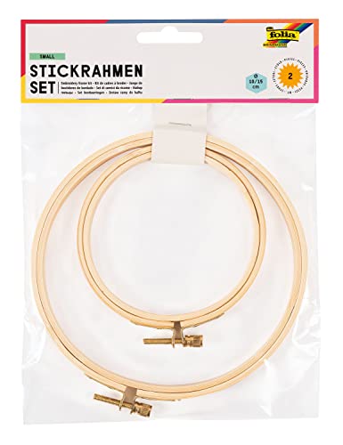 folia 23403 - Stick-Rahmen Set, 2 runde Stick-Ringe aus Holz mit 10 und 15 cm Durchmesser, zum Einspannen des Stoffs bei Kreuzstich-Arbeiten folia 23403 - Stick-Rahmen Set, 2 runde Stick-Ringe aus Holz mit 10 und 15 cm Durchmesser, zum Einspannen des Stoffs bei Kreuzstich-Arbeiten von folia