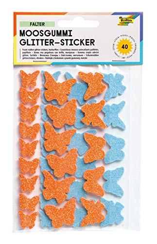 folia 23793 - Moosgummi Glitter Sticker, Schmetterlinge, sortiert in orange und türkis, verschiedene Größen, 40 Stück - Ideal zum Verzieren und Dekorieren von Grußkarten usw. folia 23793 - Moosgummi Glitter Sticker, Schmetterlinge, sortiert in orange und türkis, verschiedene Größen, 40 Stück - Ideal zum Verzieren und Dekorieren von Grußkarten usw. von folia