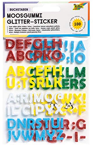 folia 23796 - Moosgummi Glitter Sticker, Buchstaben, sortiert in rot, weiß, grün, gelb und türkis, verschiedene Motive, 100 Stück - Ideal zum Verzieren und Dekorieren von Grußkarten, Schultüten usw. folia 23796 - Moosgummi Glitter Sticker, Buchstaben, sortiert in rot, weiß, grün, gelb und türkis, verschiedene Motive, 100 Stück - Ideal zum Verzieren und Dekorieren von Grußkarten, Schultüten usw. von folia