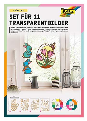 folia 23821 - Transparent - Bilder, im Frühling Design, Set für 11 Transparentbilder, zum Basteln von farbenfrohen Fensterbildern und Anhängern für Bäume und Sträucher folia 23821 - Transparent - Bilder, im Frühling Design, Set für 11 Transparentbilder, zum Basteln von farbenfrohen Fensterbildern und Anhängern für Bäume und Sträucher von folia