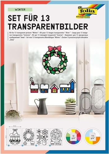 folia 23822 - Transparent - Bilder, im Winter Design, Set für 13 Transparentbilder, zum Basteln von farbenfrohen Fensterbildern und Anhängern für Bäume und Sträucher folia 23822 - Transparent - Bilder, im Winter Design, Set für 13 Transparentbilder, zum Basteln von farbenfrohen Fensterbildern und Anhängern für Bäume und Sträucher von folia