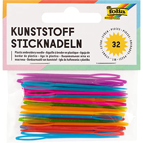 folia 2399 - Sticknadeln aus Kunststoff, 32 Stück, farbig sortiert von folia