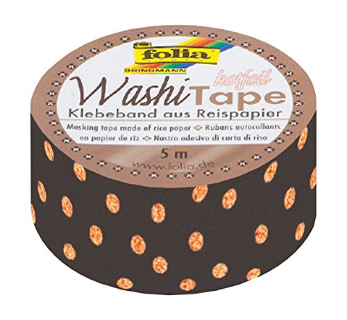 folia 26105 - Washi Tape, Klebeband aus Reispapier, Hotfoil kupfer Dots, 1 Rolle ca. 5 m x 15 mm - ideal zum Verzieren und Dekorieren folia 26105 - Washi Tape, Klebeband aus Reispapier, Hotfoil kupfer Dots, 1 Rolle ca. 5 m x 15 mm - ideal zum Verzieren und Dekorieren von folia
