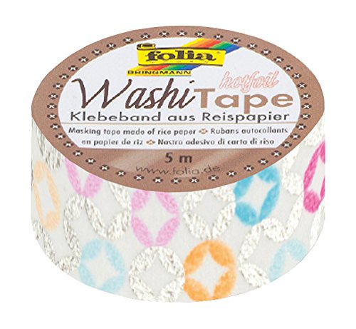 folia 26106 - Washi Tape, Klebeband aus Reispapier, Hotfoil silber Style, 1 Rolle ca. 5 m x 15 mm - ideal zum Verzieren und Dekorieren folia 26106 - Washi Tape, Klebeband aus Reispapier, Hotfoil silber Style, 1 Rolle ca. 5 m x 15 mm - ideal zum Verzieren und Dekorieren von folia
