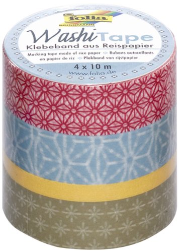 folia 26403 - Washi Tape, Klebeband aus Reispapier, 4er Set Japanflair - ideal zum Verzieren und Dekorieren von folia