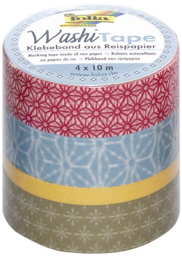 folia 26403 - Washi Tape, Klebeband aus Reispapier, 4er Set Japanflair - ideal zum Verzieren und Dekorieren folia 26403 - Washi Tape, Klebeband aus Reispapier, 4er Set Japanflair - ideal zum Verzieren und Dekorieren von folia