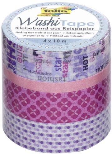 folia 26406 - Washi Tape, Klebeband aus Reispapier, 4er Set Mädchentraum - ideal zum Verzieren und Dekorieren von folia