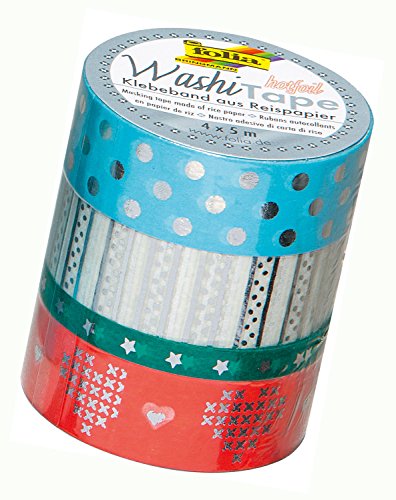 folia 26430 - Washi Tape, Klebeband aus Reispapier, Hotfoil silber III, 4er Set - ideal zum Verzieren und Dekorieren folia 26430 - Washi Tape, Klebeband aus Reispapier, Hotfoil silber III, 4er Set - ideal zum Verzieren und Dekorieren von folia