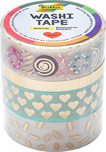 folia 26431 - Washi Tape, Klebeband aus Reispapier, Hotfoil gold II, 4er Set - ideal zum Verzieren und Dekorieren folia 26431 - Washi Tape, Klebeband aus Reispapier, Hotfoil gold II, 4er Set - ideal zum Verzieren und Dekorieren von folia