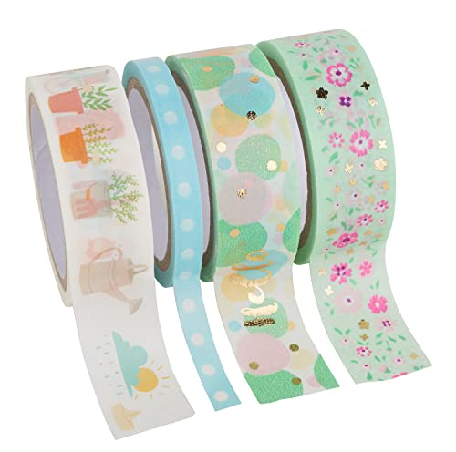 folia 26435 - Washi Tape, Klebeband aus Reispapier, Hotfoil Frühjahr I, 4er Set - ideal zum Verzieren und Dekorieren folia 26435 - Washi Tape, Klebeband aus Reispapier, Hotfoil Frühjahr I, 4er Set - ideal zum Verzieren und Dekorieren von folia