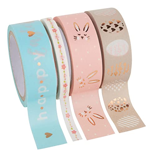 folia 26436 - Washi Tape, Klebeband aus Reispapier, Hotfoil Frühjahr II, 4er Set - ideal zum Verzieren und Dekorieren folia 26436 - Washi Tape, Klebeband aus Reispapier, Hotfoil Frühjahr II, 4er Set - ideal zum Verzieren und Dekorieren von folia