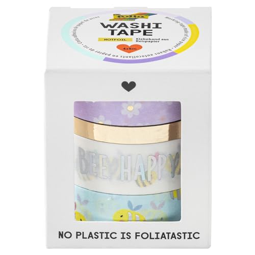 folia 26452 - Washi Tape, Klebeband aus Reispapier, Hotfoil in Gold & irisierend, 4er Set - ideal zum Verzieren und Dekorieren folia 26452 - Washi Tape, Klebeband aus Reispapier, Hotfoil in Gold & irisierend, 4er Set - ideal zum Verzieren und Dekorieren von folia